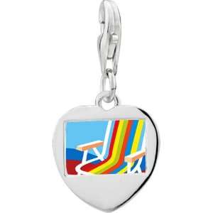   Silver Colorful Beach Chair Photo Heart Frame Charm: Pugster: Jewelry