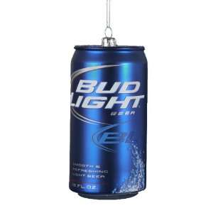  Kurt Adler 4 3/4 Inch Bud Light Beer Can Glass Ornament 
