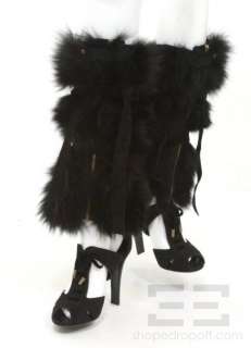 Louis Vuitton Black Suede & Fox Fur Anastasia Sandal Boots Size 38 NEW 