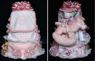 Atlanta Braves Pink BABY SHOWER DIAPER CAKE baseball onesie plush 