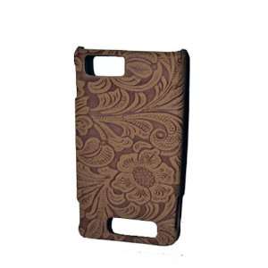  Droid X Brown Tooled Leather look Cell Phone Cover 