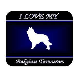  I Love My Belgian Tervuren Dog Mouse Pad   Blue Design 