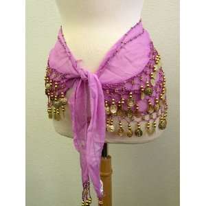 Belly Dance Scarf ,Lavender Silky w/Gold Sequines,Soft Touch ,gorgeous 