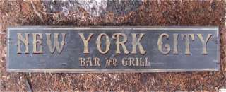 NEW YORK CITY BAR & GRILL Rustic Painted Wooden Sign  