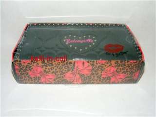 BETSEY JOHNSON Black Puffy HEARTS Be Mine Zip Around WALLET New in 