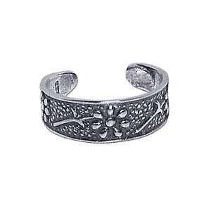   Free Sterling Silver Antique Finish Toe Ring Daisies Toering: Jewelry