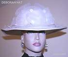 ladies VINTAGE DESIGNER DEBORAH ivory WIDE BRIM hat WHITE SEQUINS lg 