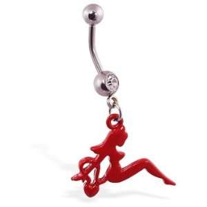  Navel ring with dangling red devil girl: Jewelry
