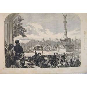  Sedan Victory Column Berlin Germany Old Print 1873