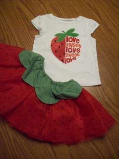   Of Spring Two Piece Love Top and Strawberry Tutu Set 4t & 5T  