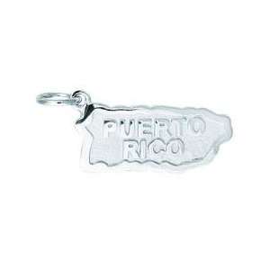 Sterling Silver Puerto Rico Country Shaped Charm: Jewelry