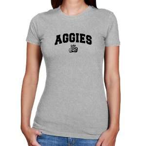 Utah State Aggies Ladies Ash Logo Arch T shirt