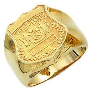    Mens 10k Yellow Gold Police Officer Ring (Size 12): Jewelry
