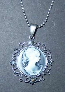Blue Cameo and Swarovski Crystal Necklace~Stunning!  