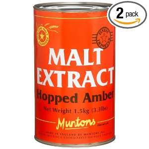 Muntons Malt Extract, Liquid, Hopped Amber, 3.3 Pound Cans (Pack of 2)