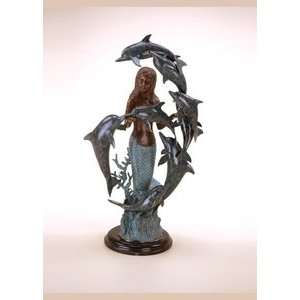  Bronze Mermaid Sculpture School of Dolphins