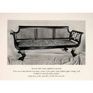  1939 Print Sofa Couch Throop Furniture Lyre Caning Lion 