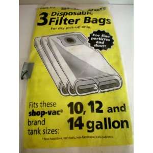 Shop Vac    3 Disposable Filter Bags    For dry pick up only    NEW 