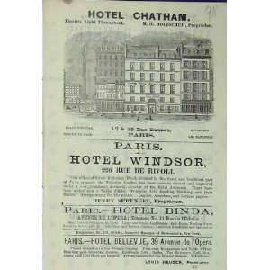    Advert Hotel Chatham Rue Daunou Paris Windsor Binda
