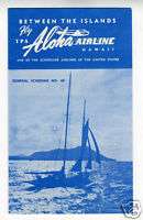 1955 Aloha Airlines Schedule between Islands Hawaii  