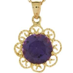   Gold 9mm Synthetic Amethyst February Birthstone Charm Pendant Jewelry
