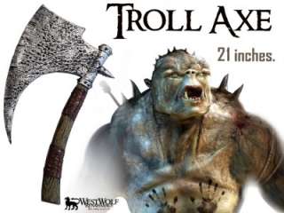 NEW STONE TROLL AXE    larp/sca/ax/plastic/medieval/weapon/LOTR/orc 