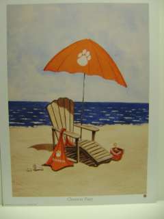 CLEMSON DAZE PRINT WITH CHAIR AND UMBRELLA BY OCEAN  