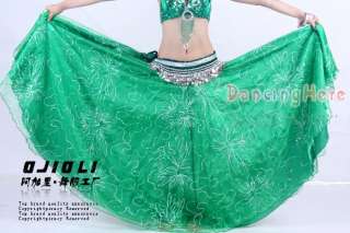 Belly Dance Costume Hand embroidered skirt Green  