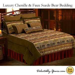  Lodge Bear Bedding 7 Pc King Comforter Set & 2 Pillows: Home & Kitchen