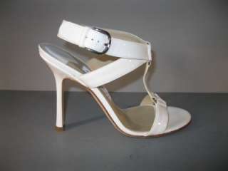 AUTHENTIC JIMMY CHOO NEW 38.5 HIVE WHITE PATENT SANDALS SHOES NIB 