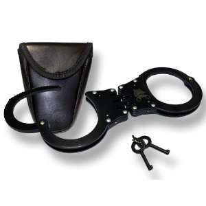   Double Lock Handcuffs 2 Keys w Key & Case   Black
