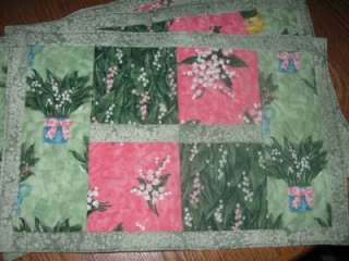 Handmade Placemats set 6 Lily of Valley Spring Floral  