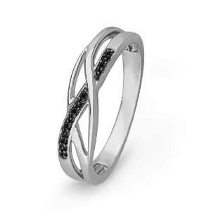   Round Diamond Black Twisted Fashion Ring (1/20 cttw): D GOLD: Jewelry