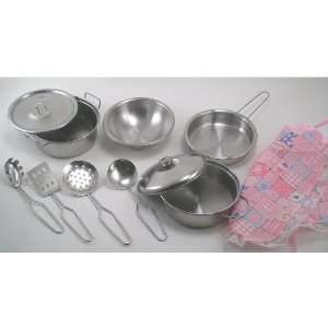   Steel Metal Pots And Pans Kitchen Set With Cooking Tools: Toys & Games