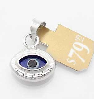 Greek Key Evil Eye Charm Pendant 925 Sterling Silver  