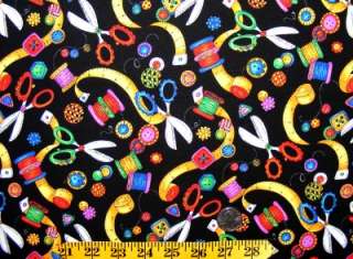 MICHAEL MILLER VICTORIAN SEWING THEME SCISSORS BUTTONS FABRIC FQ 