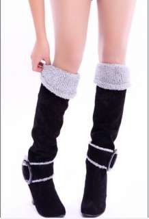Plus Size Buckle Embellished Warm Long Boots Black Lady  