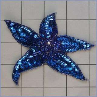 BRAND NEW Sapphire Blue sequin and beaded star fish. Measures 