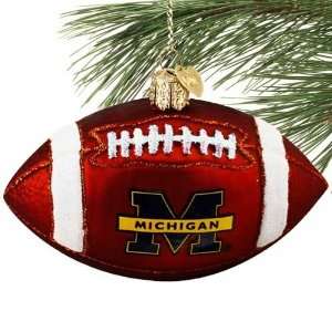 Michigan Wolverines Glass Football Ornament:  Sports 