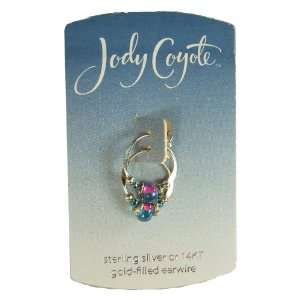  Jody Coyote Petite Blue Purple Bead Hoop Earrings GH001S 