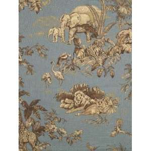   African Toile   Taupe On London Blue Fabric: Arts, Crafts & Sewing