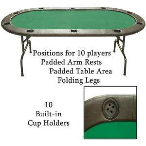 GREEN 10 PLAYER TEXAS HOLDEM POKER TABLE, FREE SHIPPING  