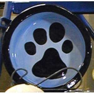    11 DIAMETER BOWL W/ BLACK PAW ON BLUE BACKGROUND