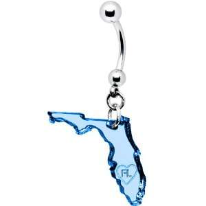  Light Blue State of Florida Belly Ring: Jewelry