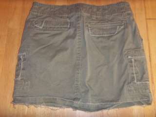   OLD NAVY Military Green Olive Cargo PATCH MINI SKIRT Frayed XS 2 W586