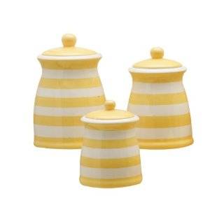 Terramoto Ceramic 3 Piece Stripes Canister Set, Yellow