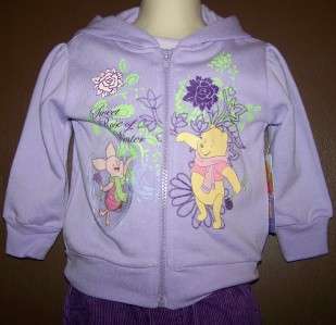 NWT Girl 18 Month Pooh Purple Hoodie, Shirt & Pants Set  