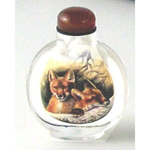   , Red Foxes, Decorative Silk Box    SALE 