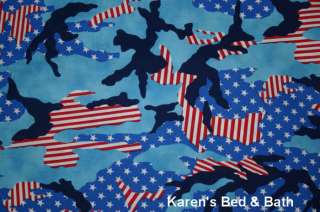 USA Flag Stripes Stars Camouflage Camo Curtain Valance  