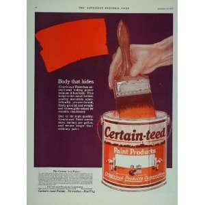  1919 Ad Certain teed Paint Can Brush Paintbrush Hand 